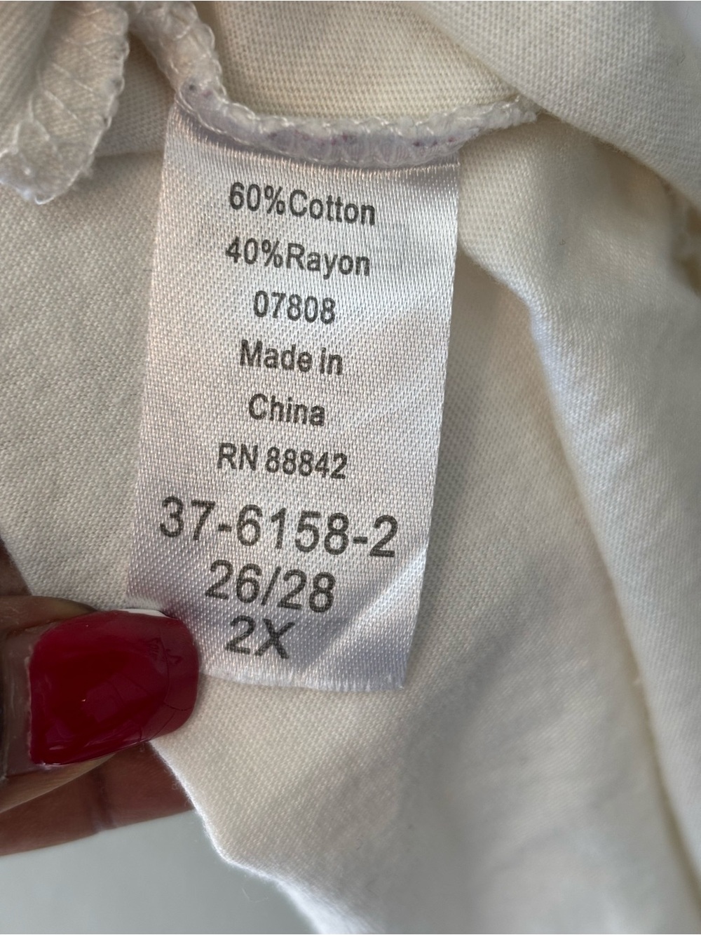 Roaman's White Embroidered Peasant Top with Red Accents made of Cotton. 3X - Picture 4 of 5